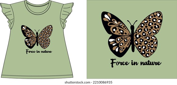 BUTTERFLY FORCE IN NATURE  t shirt graphic design vector illustration \
