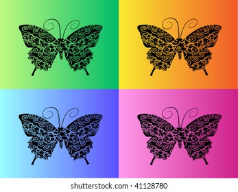 butterfly in four color backdrop