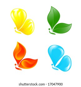 Butterfly as four elements. Vector-Illustration.