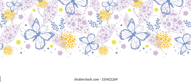 Butterfly garden horizontal seamless pattern background