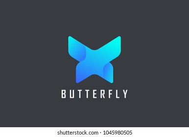 Butterfly geometric design abstract Logo vector template. Letter X technology style Logotype concept icon.