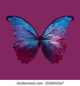 Diseño geométrico de mariposa, bajo poliángulo y cuadro de alambre ilustración vectorial EPS 10 aislado. Diseño de logotipo moderno de estilo poligonal. Adecuado para imprimir en una camiseta.