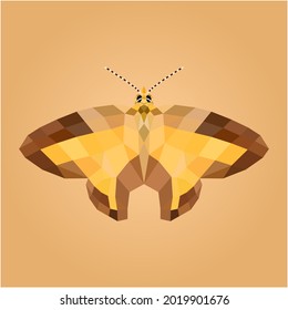 Butterfly geometric design, low poly triangular and wire frame vector illustration EPS 10 isolated. Polygonal style trendy modern logo design. Suitable for printing on a t-shirt.
