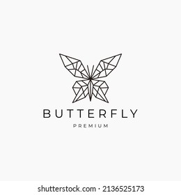 Butterfly geometric polygonal logo vector icon design template