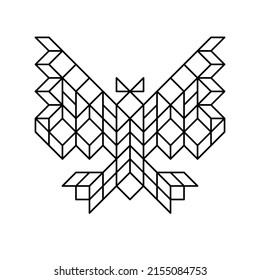 Butterfly of geometric shapes. Linear Polygonal mosaic insect. Sketch vector illustration.