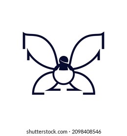 butterfly and girl in bun, using EPS 10