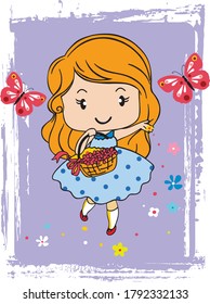 BUTTERFLY GIRL IMAGE FOR T SHIRT OR CARDS