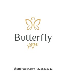 Butterfly Girl logo icon, Butterfly Yoga logo, Leaf wings