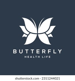 Butterfly girl with wings leaf for wellness woman healthy life nature nutritions logo design inspiration