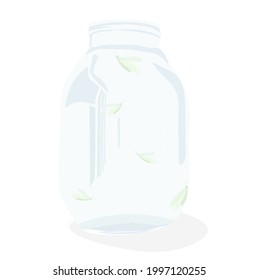 Butterfly in a glass jar vector stock illustration. creature wings moth. Catch a flying insect. Isolated on a white background.