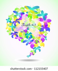 Butterfly glossy speech icons. Vector illustration