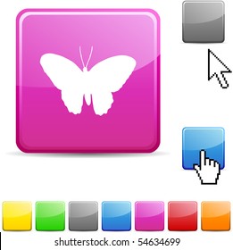 Butterfly glossy vibrant web icon.