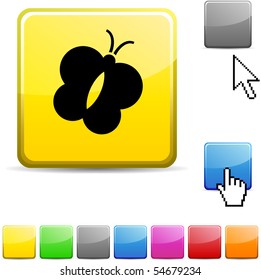 Icono web brillante de mariposa.