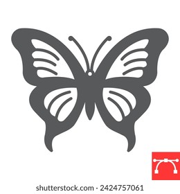 Icono de glifo de mariposa, Pascua y verano, mosca insecto con alas icono de vector, gráficos vectoriales, trazo editable signo sólido, eps 10.