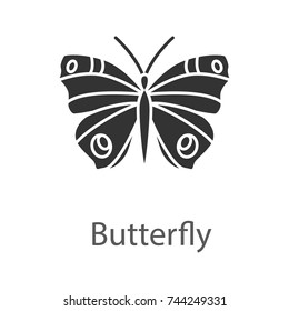Butterfly glyph icon. Insect. Moth. Silhouette symbol. Negative space. Vector isolated illustration