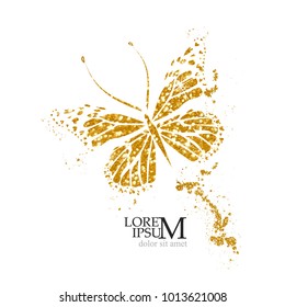 Butterfly of gold glitter. Vector