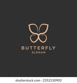 Butterfly gold logo template, luxury butterfly logo outline