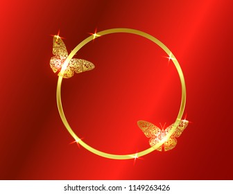 Butterfly Golden frame