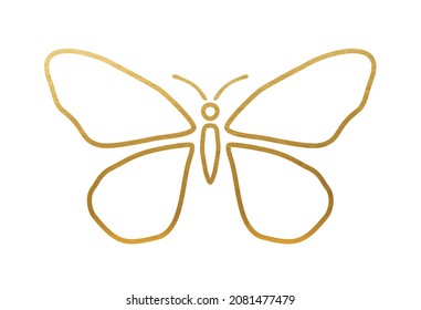 Butterfly - Golden lines shape on white background