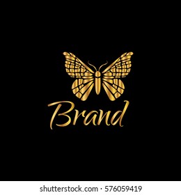 Butterfly golden vector logo design template