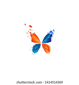 butterfly gradation icon design vector