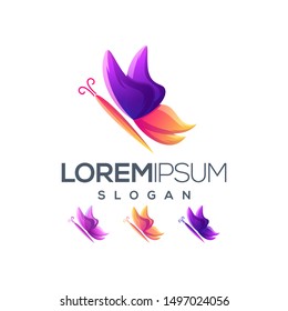 butterfly gradient color logo design