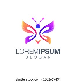butterfly gradient color logo design