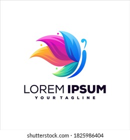 butterfly gradient color logo design