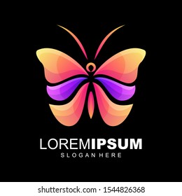 butterfly gradient logo design vector illustration