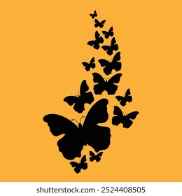 Butterfly gradient silhouette swarm background.