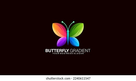 Butterfly gradient vector logo design template