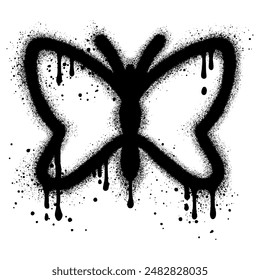 Butterfly graffiti with black spray paint.