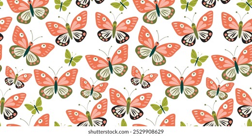 Butterfly Graphic art, seamless pattern for decorating all fashion designs, fabrics, wallpapers and prints. on a light background