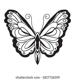 Schmetterlingsgrafik, Vektorgrafik, Ikone, Art Tattoo-Skizze, Logo, handgezeichnet, Verwendung in gedruckter Form