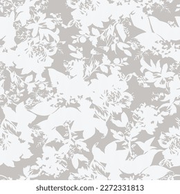 butterfly and grass seamless pattern. Hand-painted texture with Botanical elements: plants, flowers, grass, berries, fern, leaves. Natural repeating background