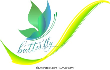 butterfly green color. abstraction lines