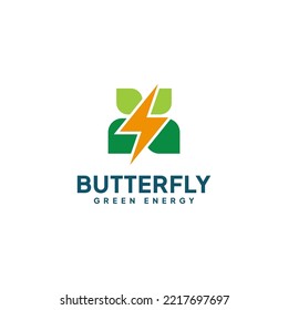 Vector del logotipo de la energía verde de mariposa