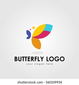 BUTTERFLY GREEN LEAF LOGO ICON SYMBOL EMBLEM TEMPLATE