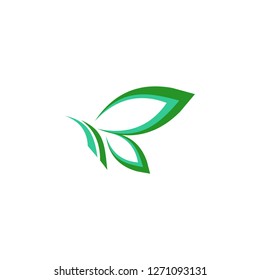 butterfly green leaves logo symbol icon vector design, green leaves butterfly logo symbol icon vector design illustration