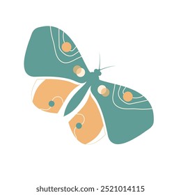 Mariposa en colores verde y naranja. Diseño de logotipo de Vector de insectos voladores