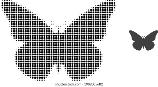 Butterfly halftone dotted icon illustration. Halftone pattern contains circle points. Vector illustration of butterfly icon on a white background. Flat abstraction for butterfly symbol.