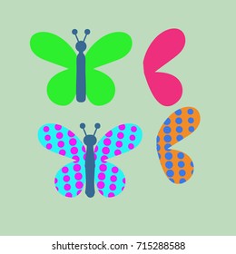 Butterfly, halftone  pattern . Hand drawn.