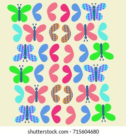 Butterfly, halftone  pattern . Hand drawn.