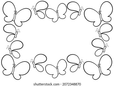 butterfly hand drawn background on white background