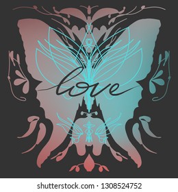 Butterfly hand drawn collection. Beautiful Swallowtail boho t-shirt design. Mystical esoteric symbol of freedom, travel, tourism - Vector