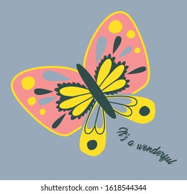 Butterfly, hand drawn collection of different element.