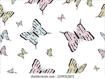 arte vectorial de diseño dibujado a mano con mariposa