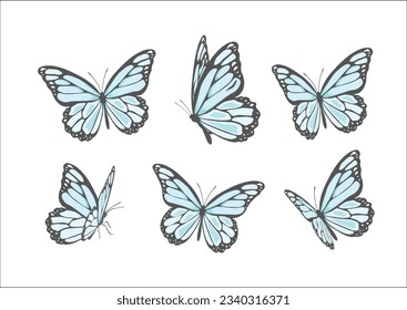 butterfly hand drawn design vector