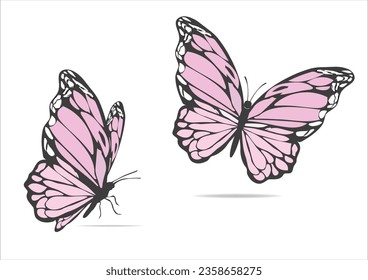 butterfly hand drawn design vector