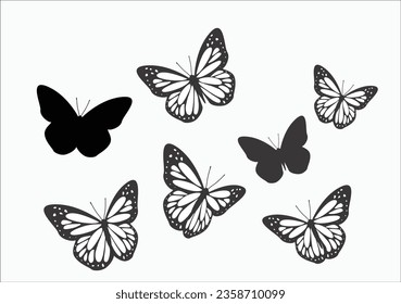 butterfly hand drawn design vector